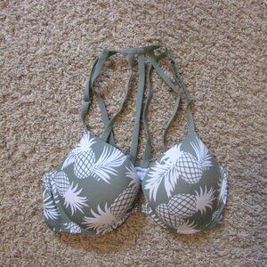 Victoria’s Secret Pink Wear Everywhere Push Up Bra 36C Pineapple Strappy Back